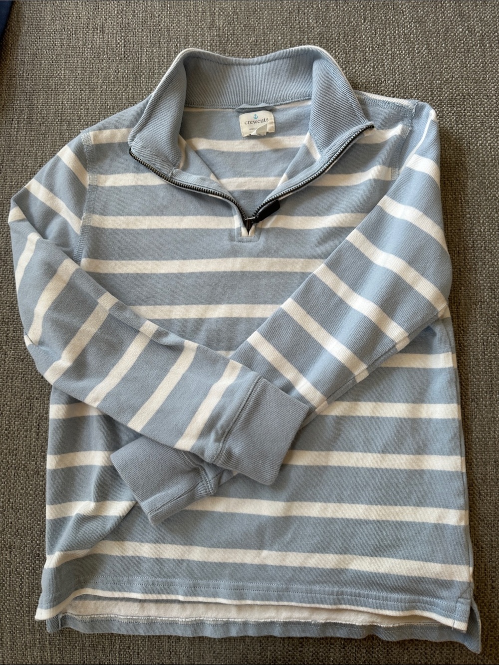 Crewcuts Light Blue & White Striped Quarter-Zip Pullover